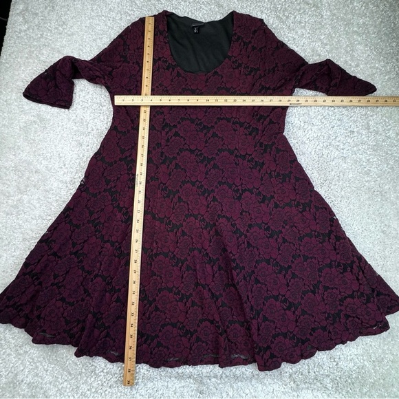 Torrid Brushed Floral Skater Dress Velvet Burnout Lace Romantic Fairy Grunge 3 - Picture 9 of 14
